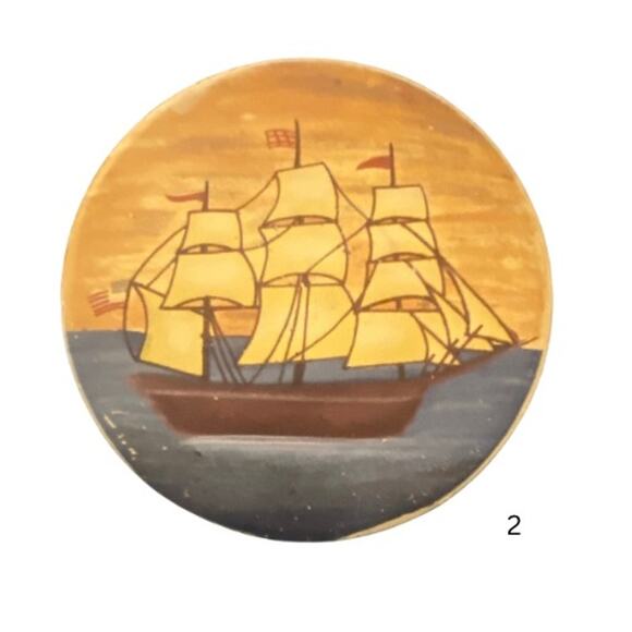 Vintage Painted Ceramic Sailboat Coasters (Set of 4) - Picture 4 of 6